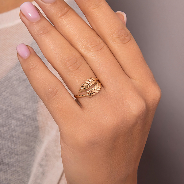 Золота незамкнена каблучка "Колосок" (арт. 141166) – зображення 7