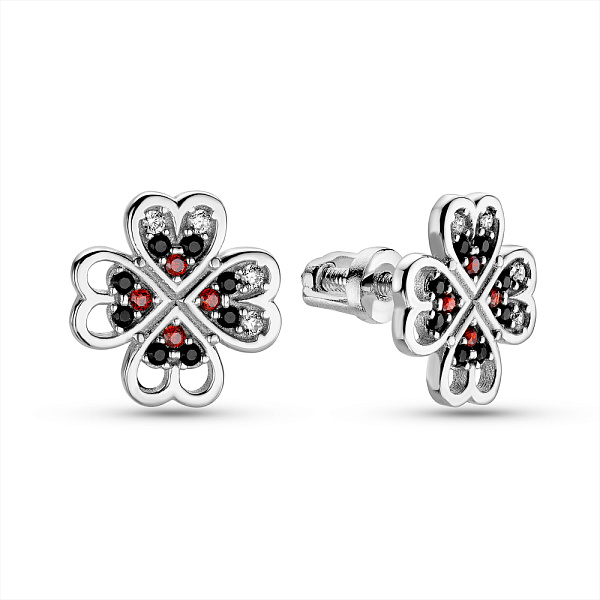 Серебряные пусеты с фианитами (арт. 7518/304вчаксю) – изображение 1