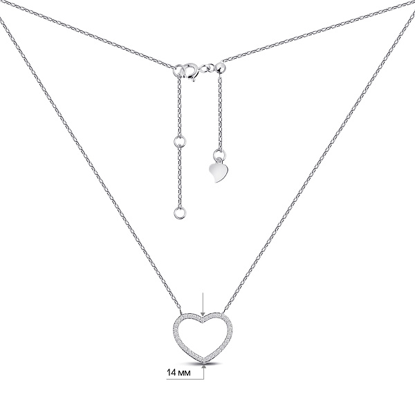 Серебряное колье Сердце с фианитами (арт. 7507/Кл2Ф/3045Ш-48) – изображение 3