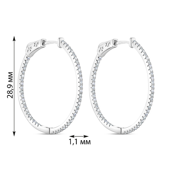 Серебряные серьги-кольца с фианитами (арт. 7502/2809/30) – изображение 2