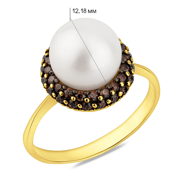 Кольцо золотое с жемчугом и фианитами (арт. 151167жпрлбкр) – изображение 2
