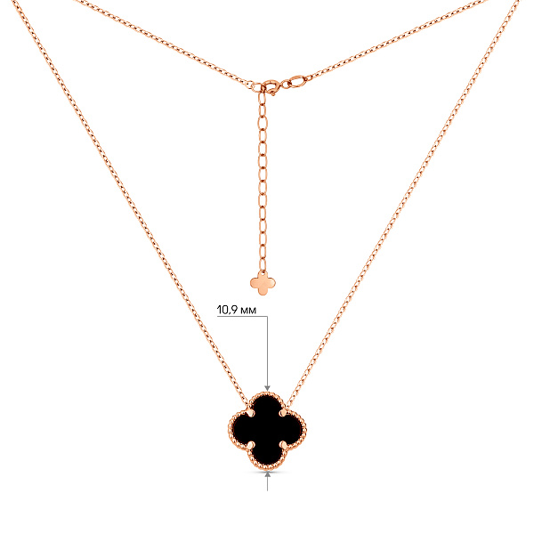 Золотое колье Клевер с ониксом (арт. 361496/10о) – изображение 5