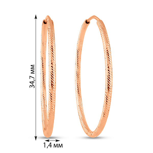 Серьги-кольца из красного золота (арт. 122001/35) – изображение 4