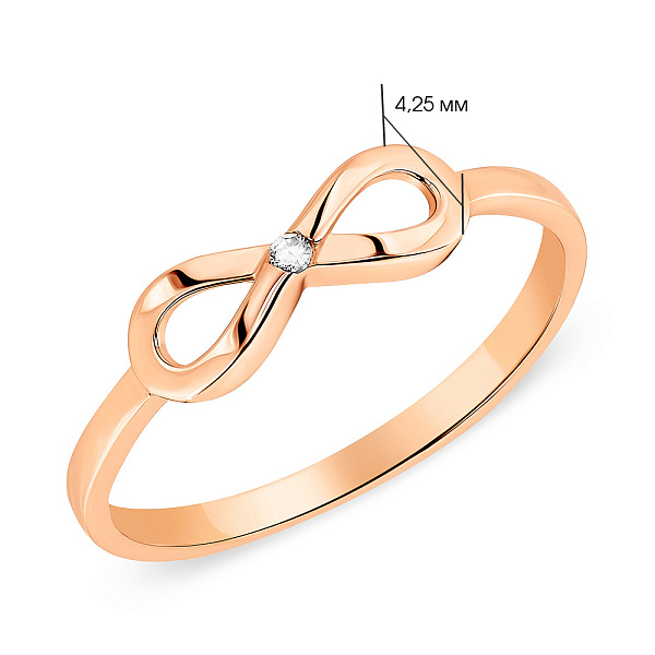 Кольцо «Бесконечность» из красного золота (арт. 154668) – изображение 3