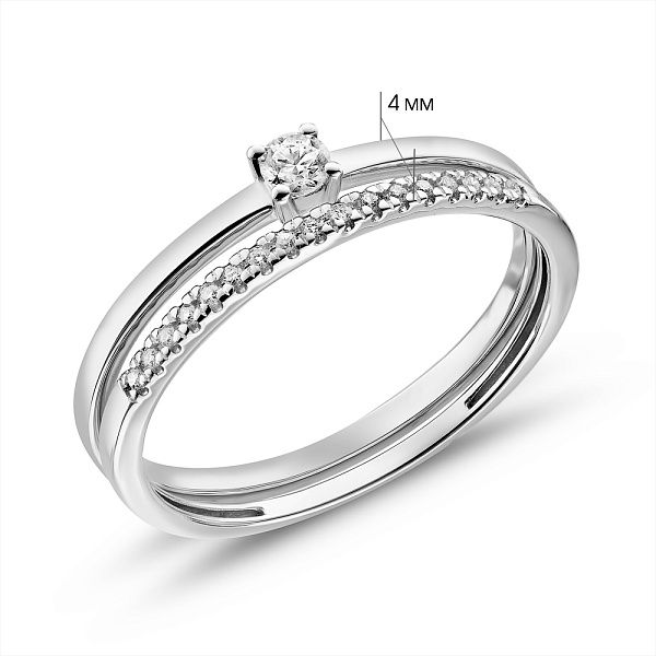 Двойное кольцо из золота с бриллиантами (арт. К011210015б) – изображение 5