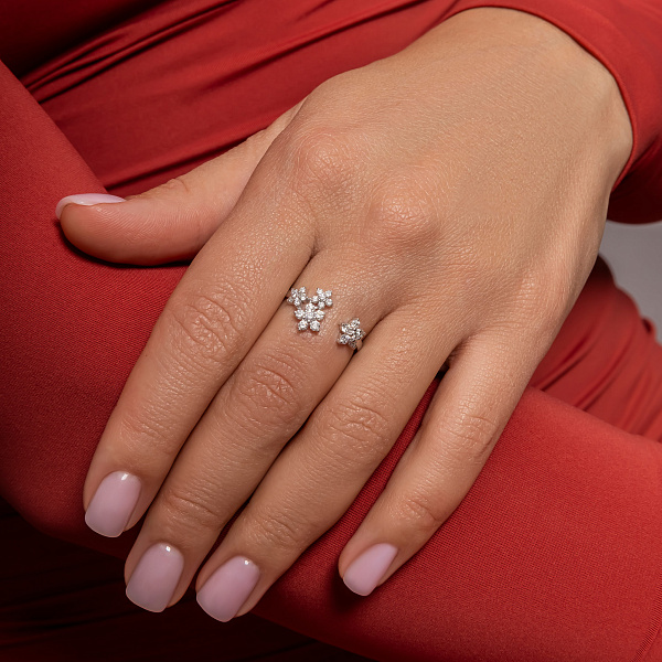 Золотое кольцо Цветы с бриллиантами (арт. К011619040б) – изображение 3