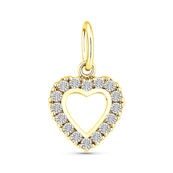 Золотой кулон Сердечко с фианитами (арт. 421889ж) – изображение 1