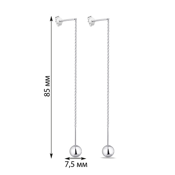 Длинные серьги Trendy Style из серебра с шариками (арт. 7518/6449) – изображение 2