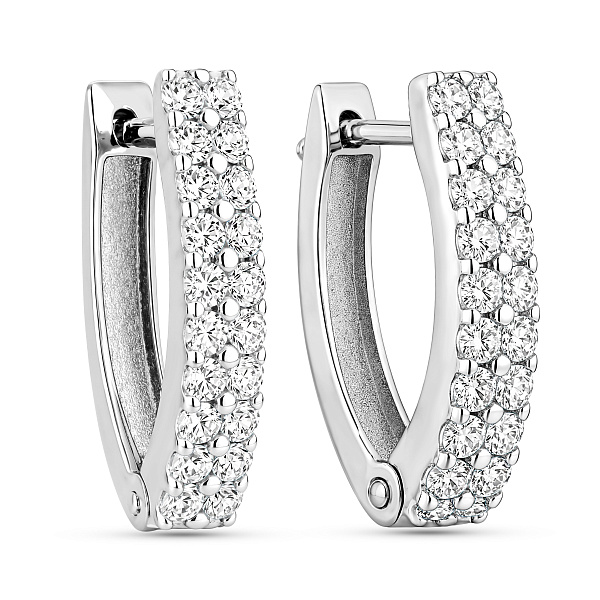 Серьги из белого золота с фианитами (арт. 110195б) – изображение 1