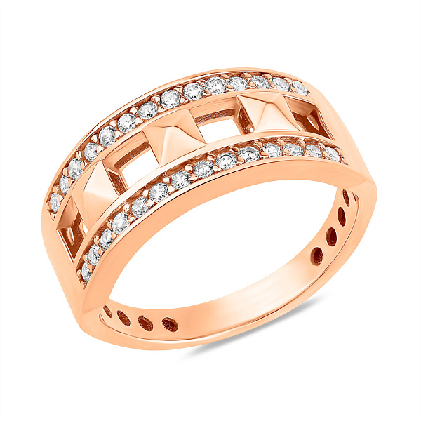 Кольцо из красного золота с фианитами (арт. 156382) – изображение 1