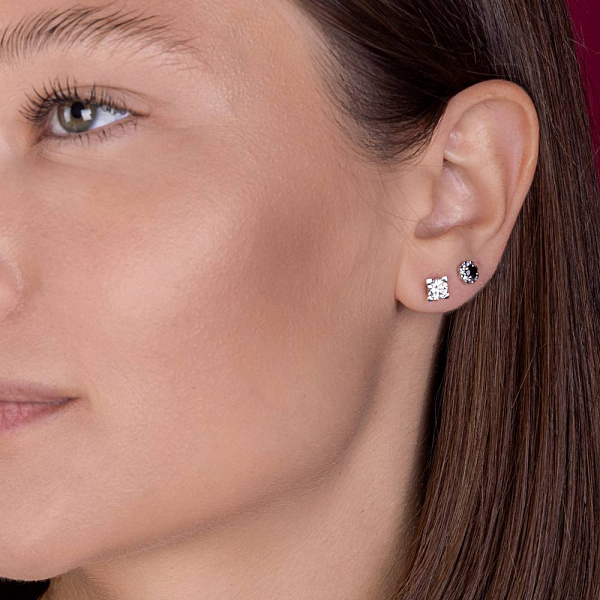 Сережки из белого золота с сапфиром и бриллиантом (арт. Т011087бс) – изображение 2