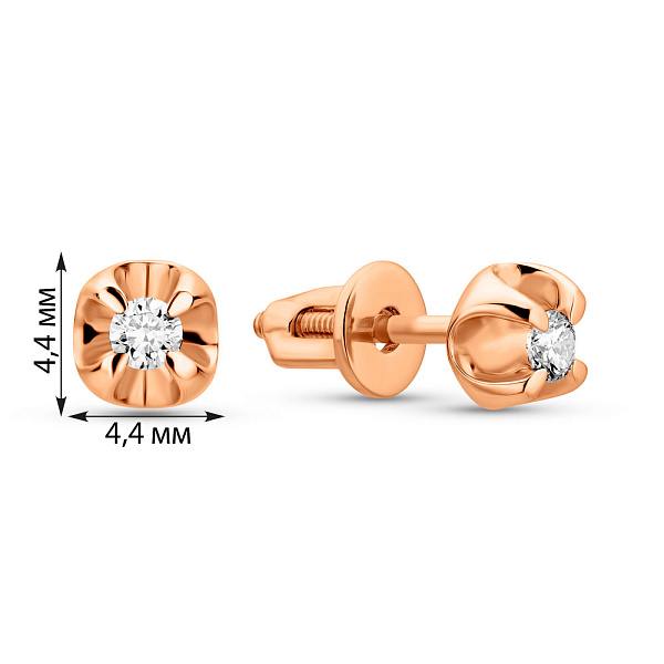 Золотые серьги-пусеты с бриллиантами (арт. Т011083015) – изображение 3