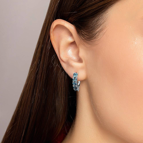 Золоті сережки з топазом лондон (арт. 111049Пбл) – зображення 2