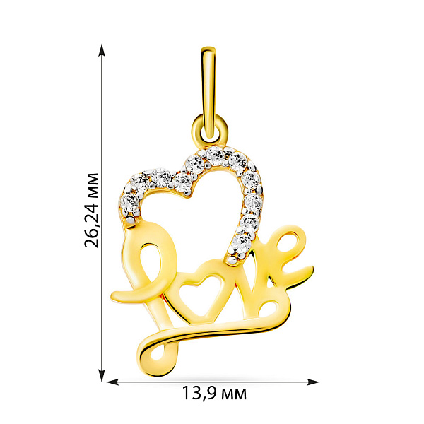 Подвеска из желтого золота Love (арт. 440528ж) – изображение 2