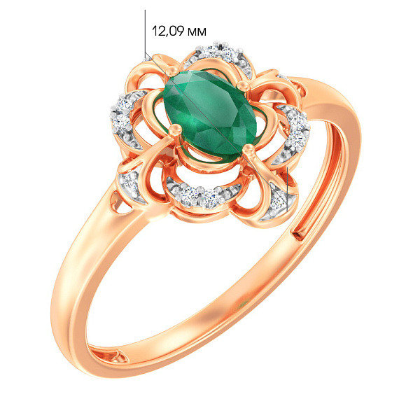 Каблучка золота зі смарагдом та діамантами (арт. К011105и) – зображення 2