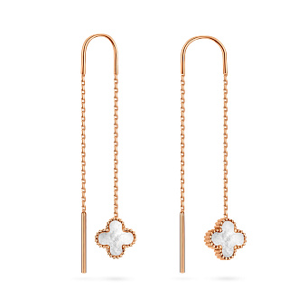 Фото Сережки-протяжки з червоного золота з перламутром (арт. 1091537/8п)