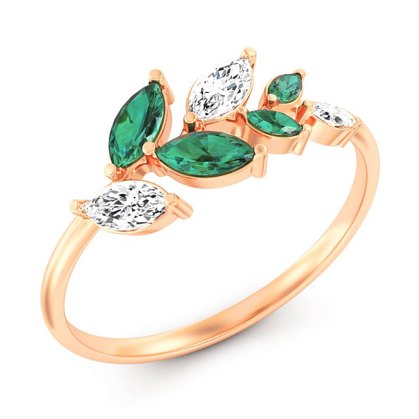 Золотое кольцо с кварцем и фианитами (арт. 141248Пз) – изображение 1