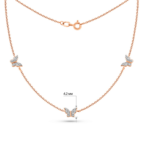 Золотое колье Бабочки с фианитами (арт. 361228) – изображение 6