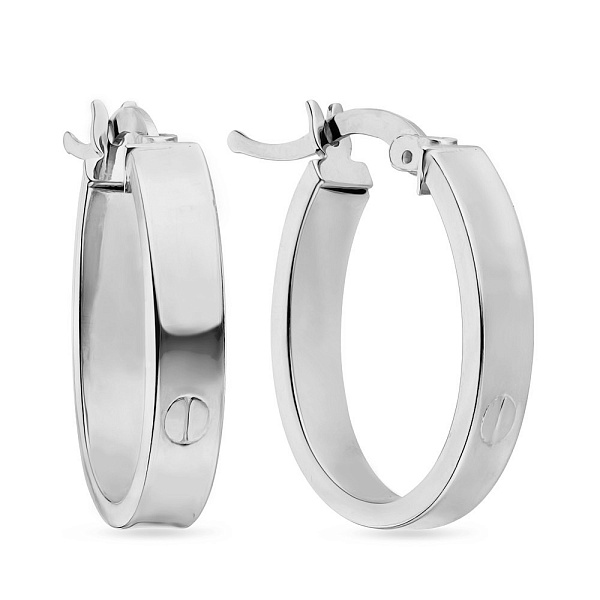 Серьги-кольца из белого золота без камней (арт. 105914/20б) – изображение 1