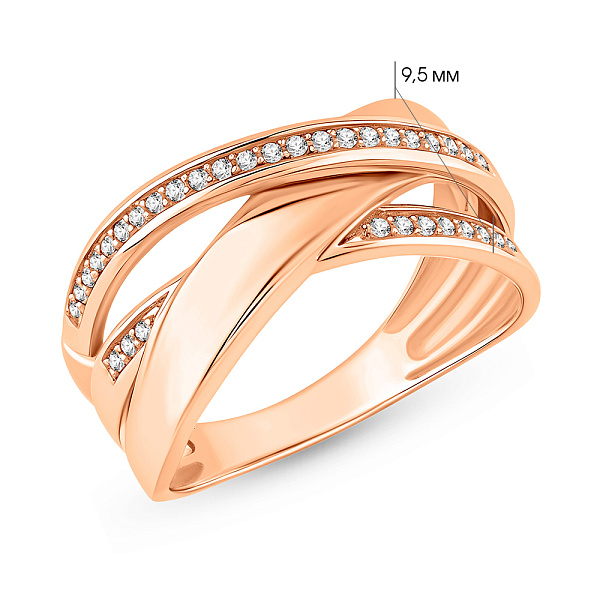 Массивное золотое кольцо с фианитами (арт. 156119) – изображение 4