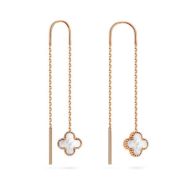 Сережки-протяжки з червоного золота з перламутром (арт. 1091537/8п) – зображення 1