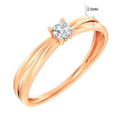 Кольцо для помолвки из красного золота с бриллиантом  (арт. К011247005)