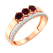 Золотое кольцо с гранатом (арт. 140808Пк)