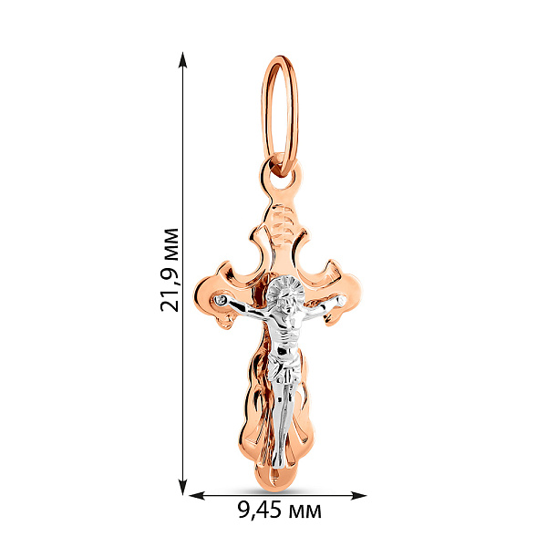 Крестик из красного золота с распятием (арт. 518601) – изображение 2