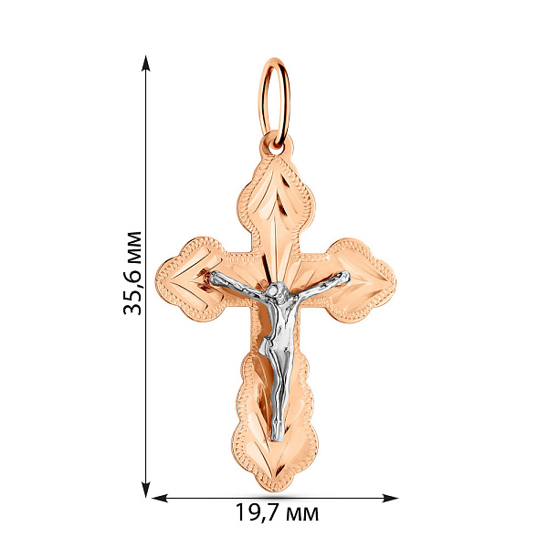 Крестик из красного и белого золота (арт. 500383) – изображение 2