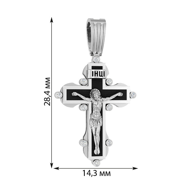 Золотой нательный крестик с распятием и эмалью (арт. 501639бч) – изображение 2