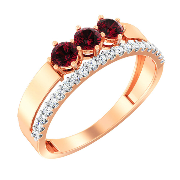 Золотое кольцо с гранатом (арт. 140808Пк) – изображение 1