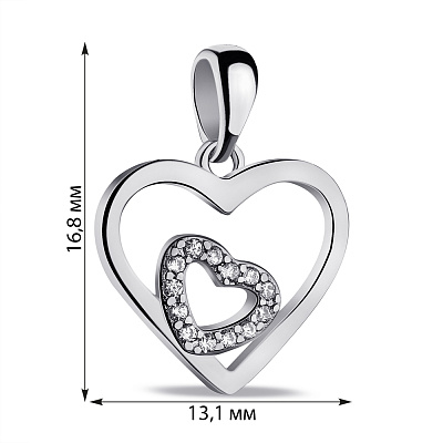 Срібний підвіс Серце з фіанітами (арт. 7503/4003)