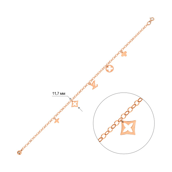 Золотий браслет з підвісками (арт. 323188/2) – зображення 2