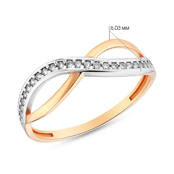 Золотое кольцо «Бесконечность» с фианитами (арт. 154479) – изображение 2