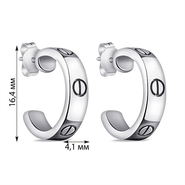 Серебряные серьги без камней (арт. 7518/5802/15) – изображение 2