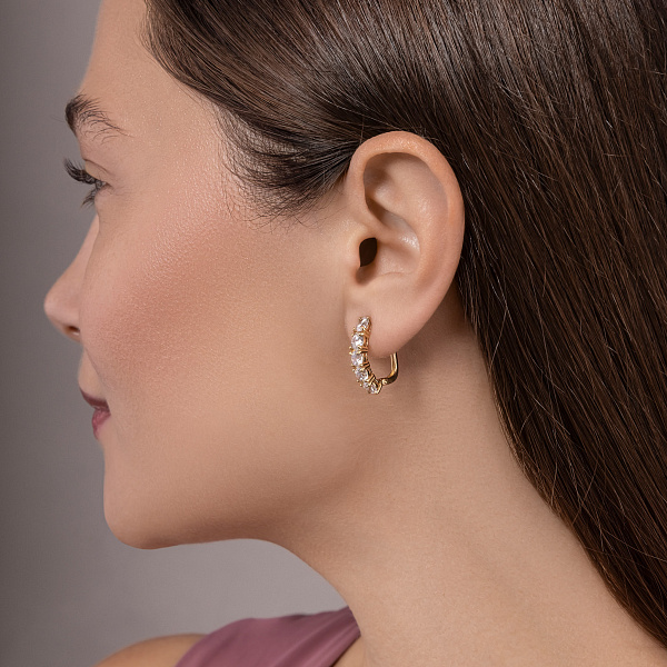 Серьги из желтого золота с дорожкой из фианитов (арт. 111049ж) – изображение 3