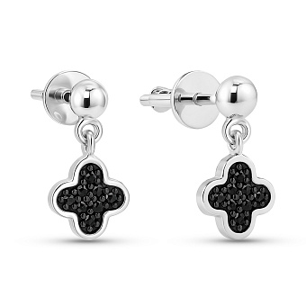 Золотые серьги с черными бриллиантами (арт. Т011821010бч)