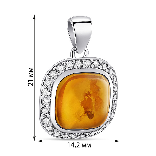 Серебряный кулон с янтарем и фианитами (арт. 7503/828ЯП) – изображение 2