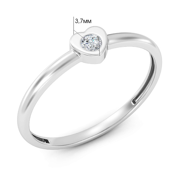 Золотое кольцо Сердце с бриллиантом (арт. К011717005б) – изображение 4