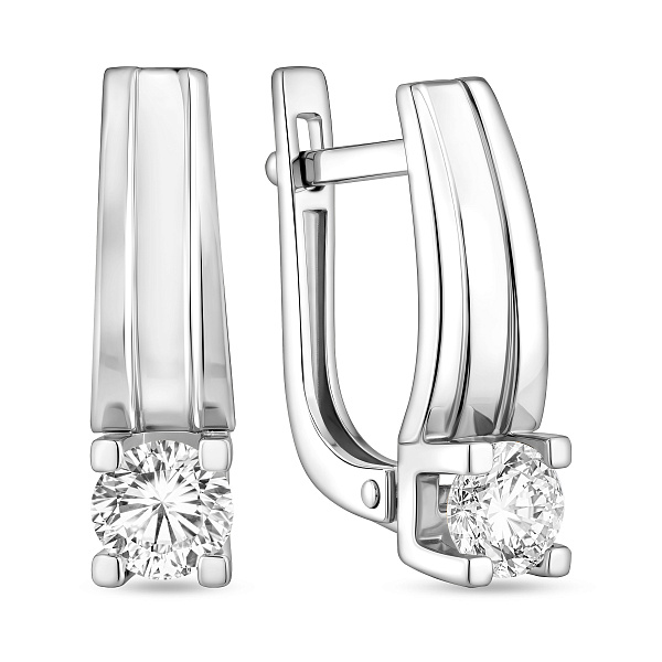 Серьги из белого золота с фианитом (арт. 116300б) – изображение 1