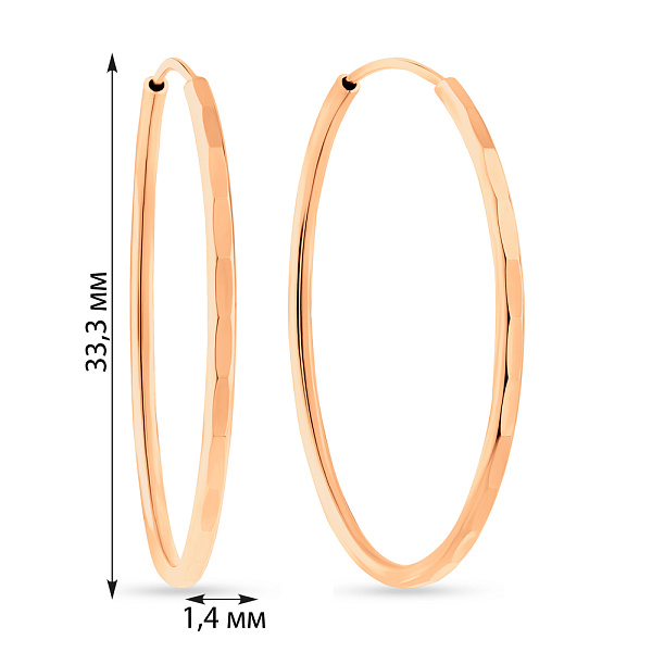 Серьги-кольца из красного золота (арт. 121902/35) – изображение 2