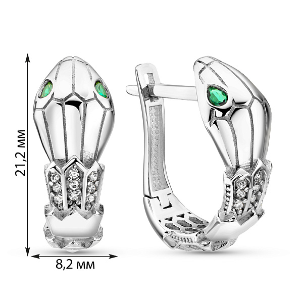Серьги из белого золота Змея с фианитами (арт. 1091090бз) – изображение 4