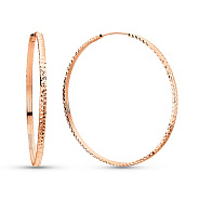 Фото Золотые серьги-кольца с алмазной насечкой (арт. 1091814/40)