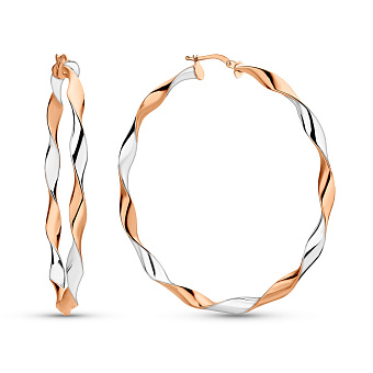 Серьги кольца из красного и белого золота (арт. 108452/55кб)