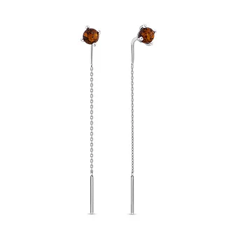 Серьги-протяжки из серебра с янтарем (арт. 7502/895ЯС)