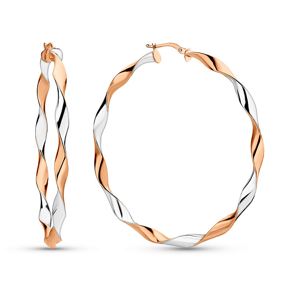 Серьги кольца из красного и белого золота (арт. 108452/55кб) – изображение 1