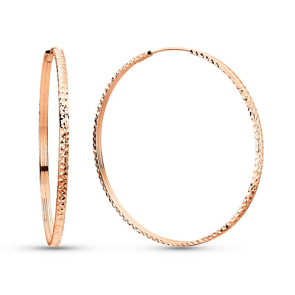 Золотые серьги-кольца с алмазной насечкой (арт. 1091814/40) – изображение 1