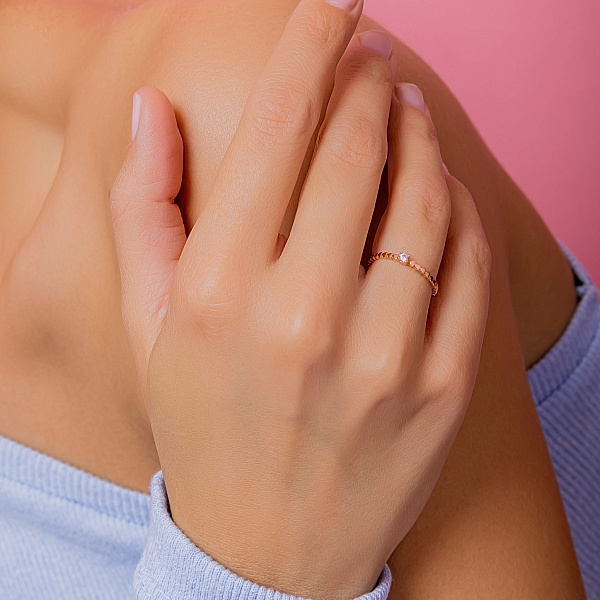 Тонка золота каблучка з фіанітом (арт. 156336) – зображення 2