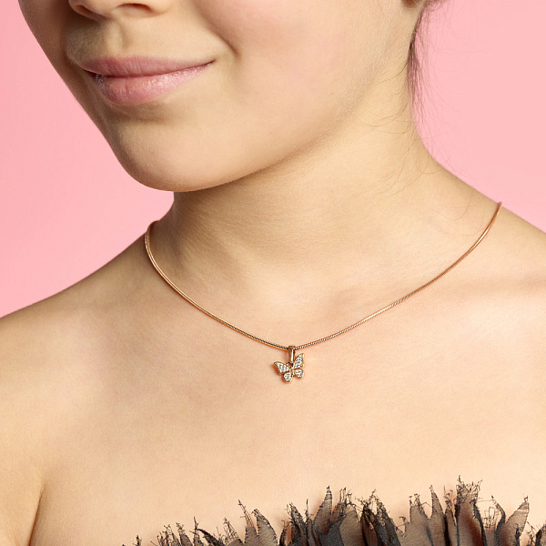 Золотая подвеска Бабочка с фианитами (арт. 440575) – изображение 2