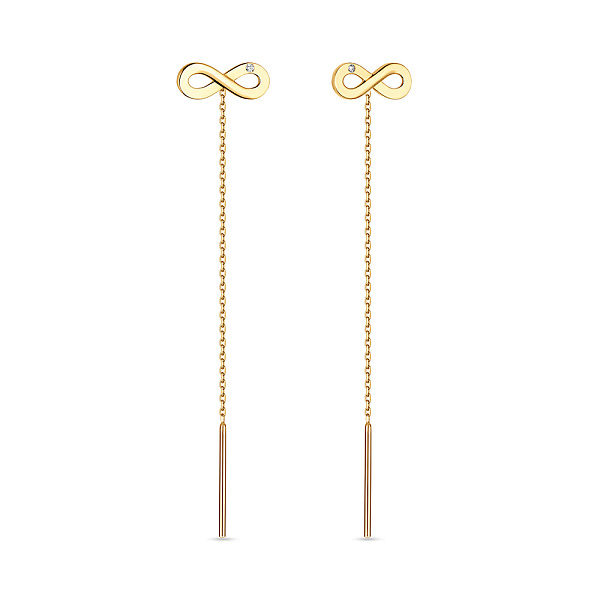 Золотые сережки-протяжки «Бесконечность» (арт. 110829ж) – изображение 1